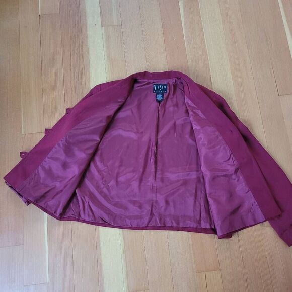 VTG 100% silk red blazer jacket size 12 office business old money quiet luxury - Picture 5 of 11